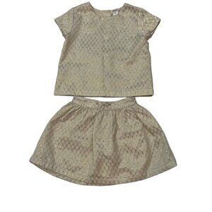 Carters gold cream brocade shirt skirt outfit girls 6
